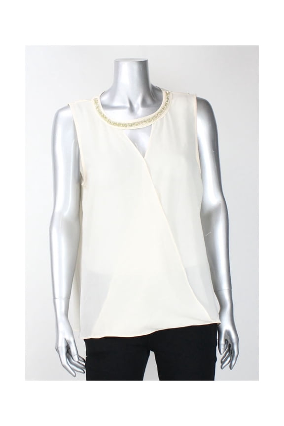 Blush Sleeveless Embellished Keyhole Neck Top L