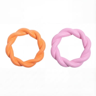 Oodles 2-Piece Durable Rubber Twisted Ring Dog Toy Variety pack, Pink and Orange, One Size