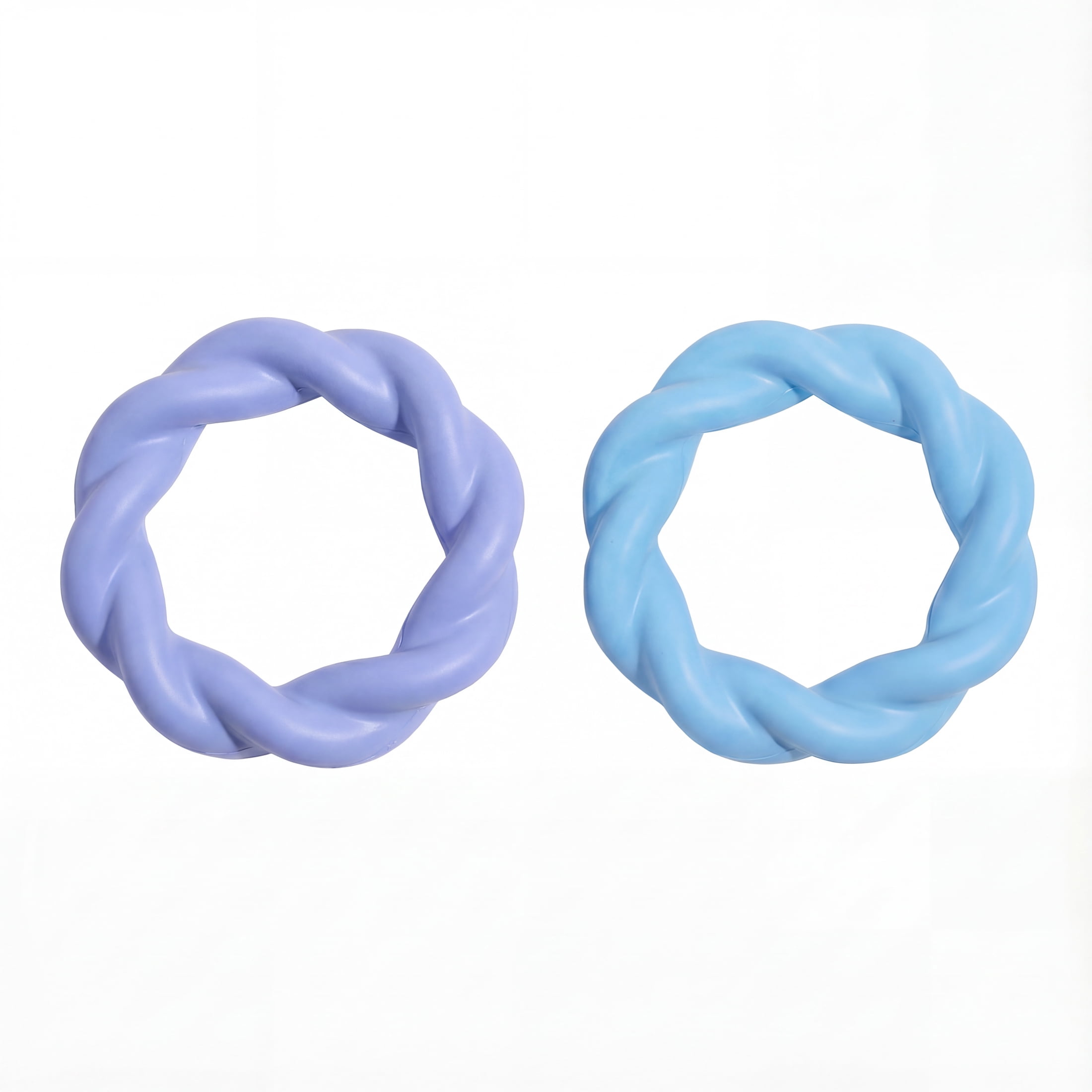 Oodles 2-Piece Durable Rubber Twisted Ring Dog Toy Variety pack, Purple and Blue, One Size