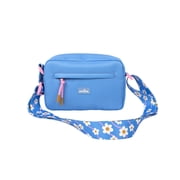 Oodles Blue Smiley Floral Print Cross-Body Pet Waste Bag Carrier with Removable Strap, One Size