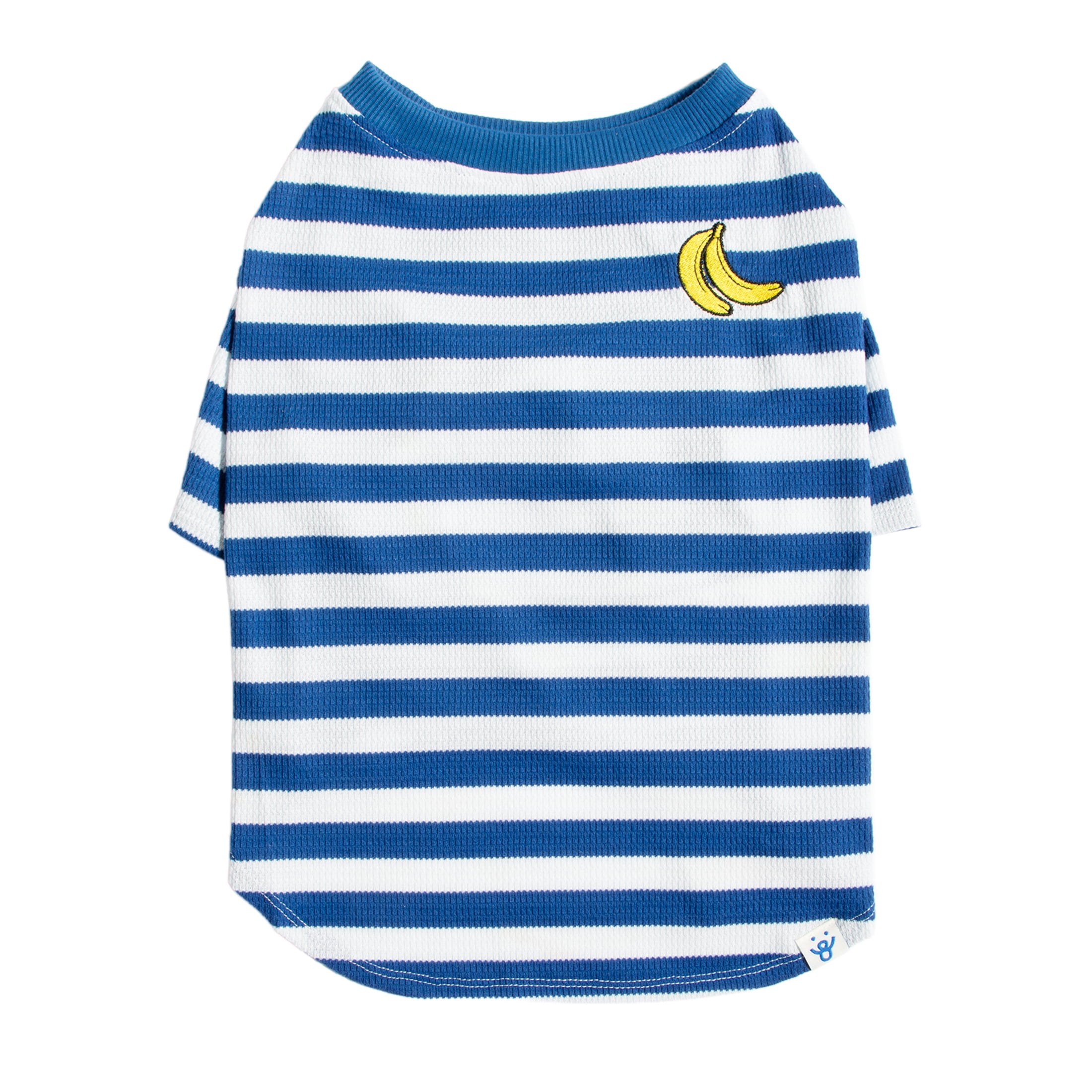 Oodles Blue Striped Banana Knit Spring Dog T-Shirt, Extra Large
