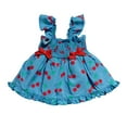 thumbnail image 1 of Oodles Blue Tart Cherries Spring Ruffled Dog Dress, XS, 1 of 12