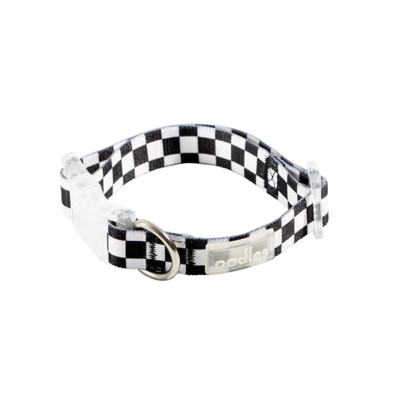 Oodles Polyester Checkerboard Adjustable Fashion Dog Collar, Multi-Colored, Large