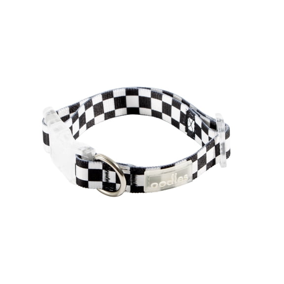 Oodles Polyester Checkerboard Adjustable Fashion Dog Collar, Multi-Colored, Small
