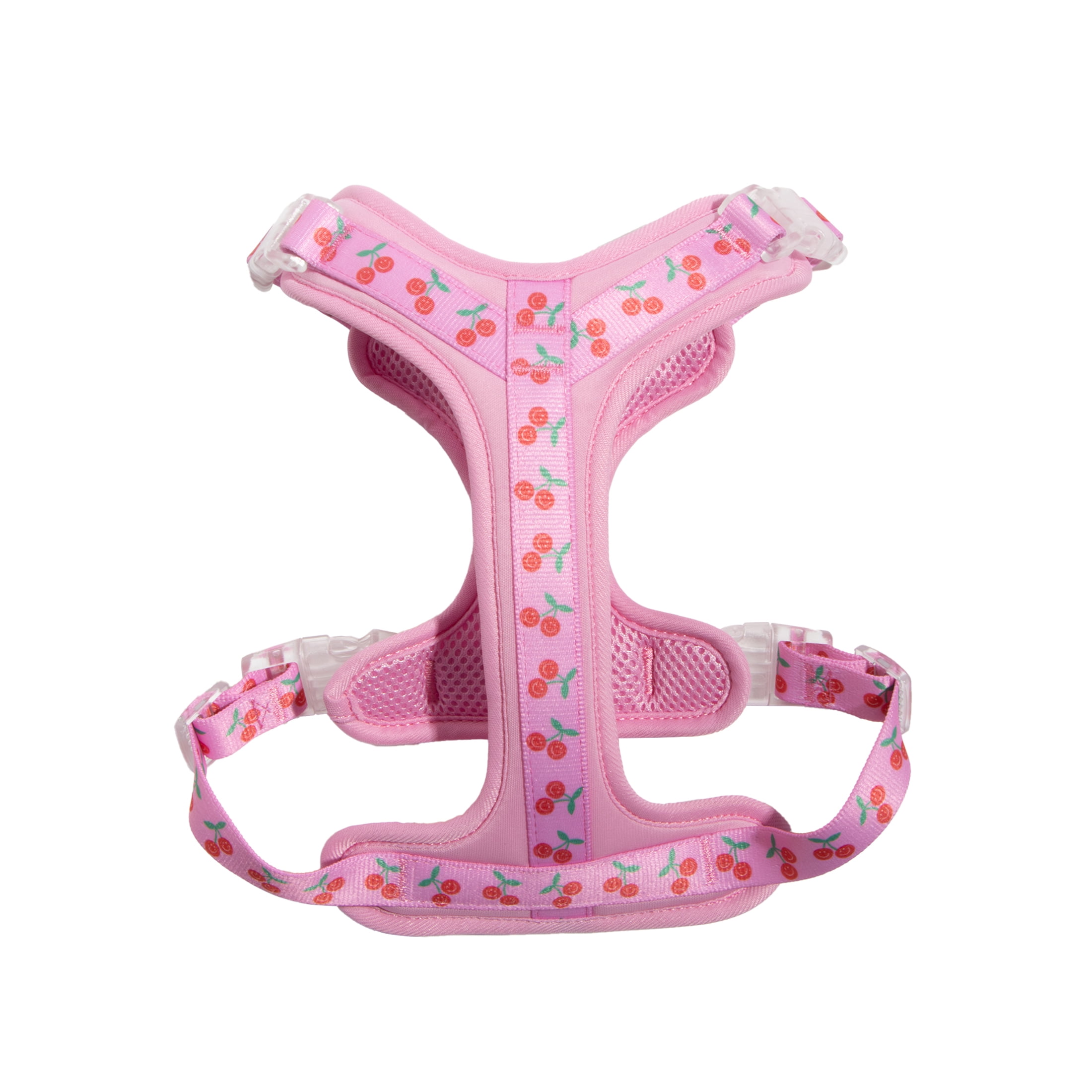 Oodles Cheeky Cherry Adjustable Mesh Dog Walking Harness, Pink, XL