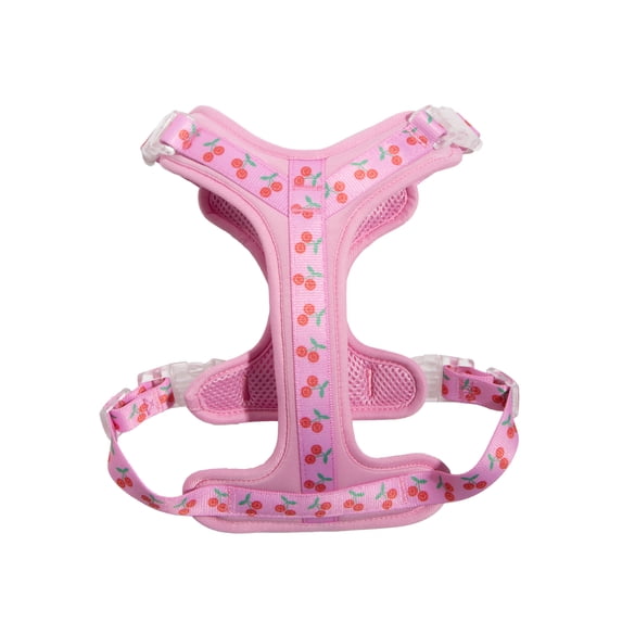 Oodles Cheeky Cherry Adjustable Mesh Dog Walking Harness, Pink, XL