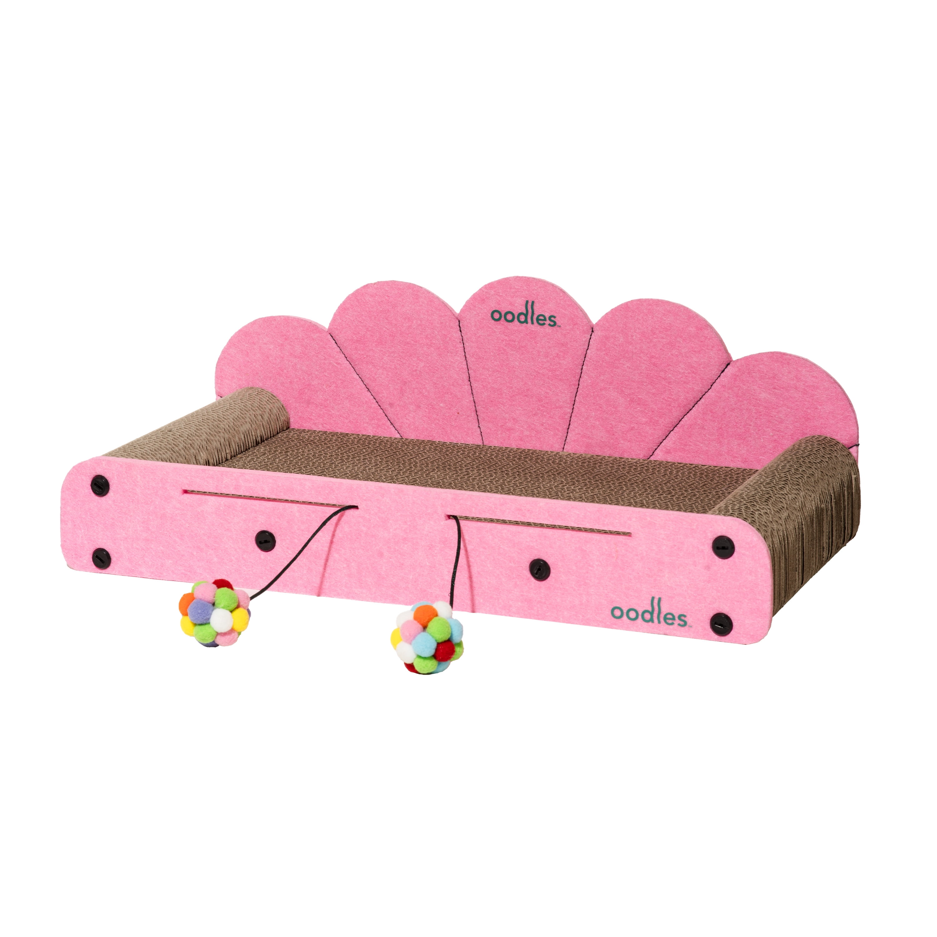 Oodles Durable Corrugated Cardboard Pink Bed Cat Scratching Pad, O