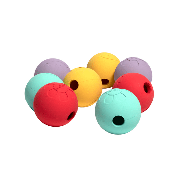 Oodles Durable Rubber Multi-Colored Fetch Dog Toy, 8PK, 2.5"