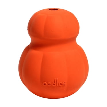 Oodles Durable Rubber Orange Fillable Interactive Dog Treater, Large