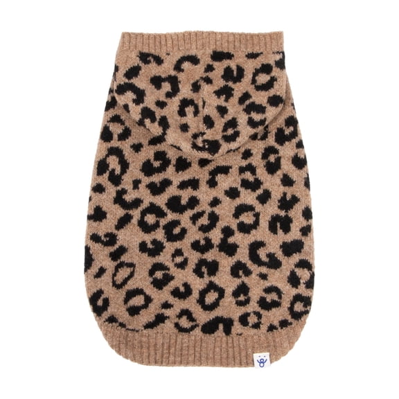 Oodles Fall Multi-Colored Leopard Print Hooded Pet Sweater, Small