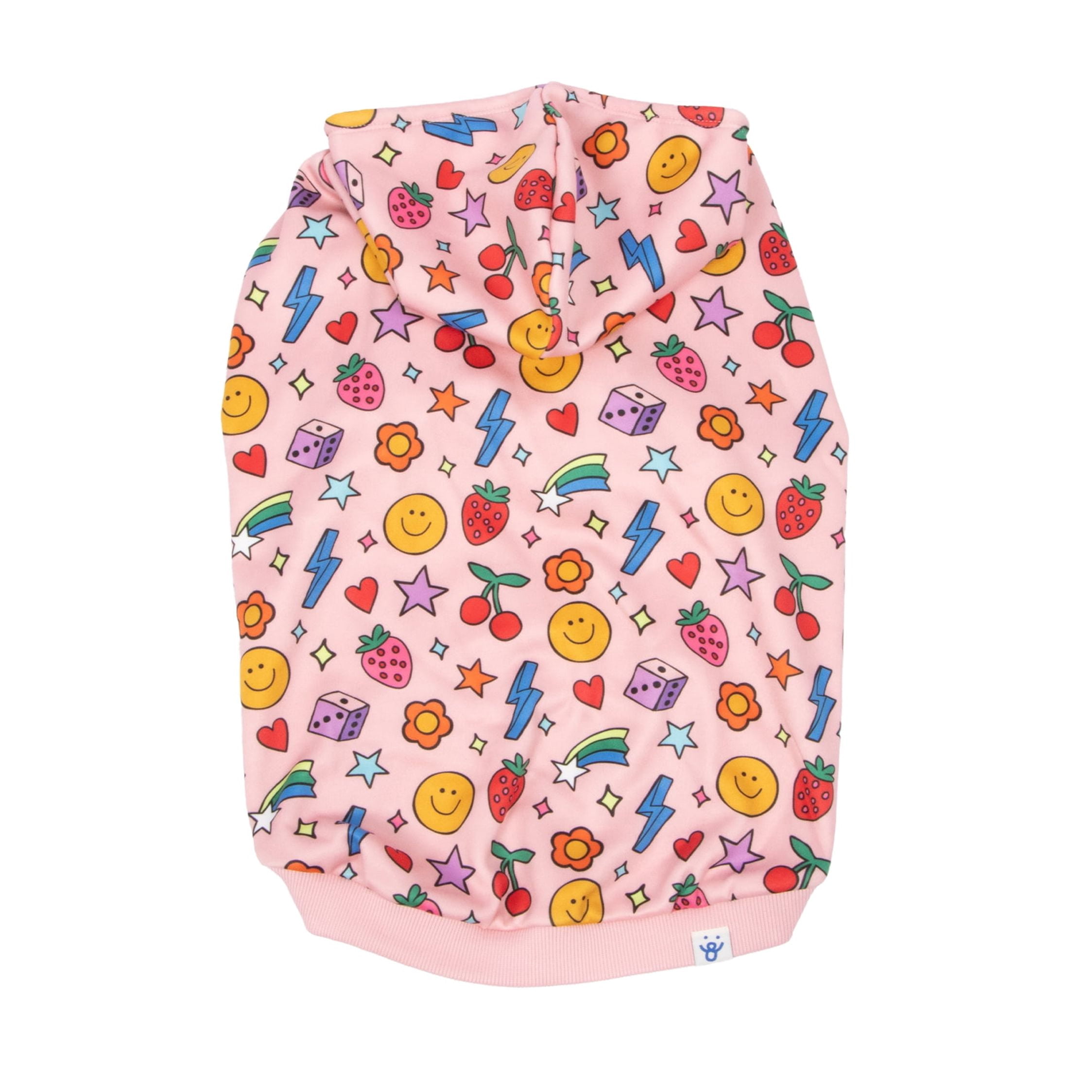Oodles Fall Pink Doodle Motif Dog Hoodie, Large