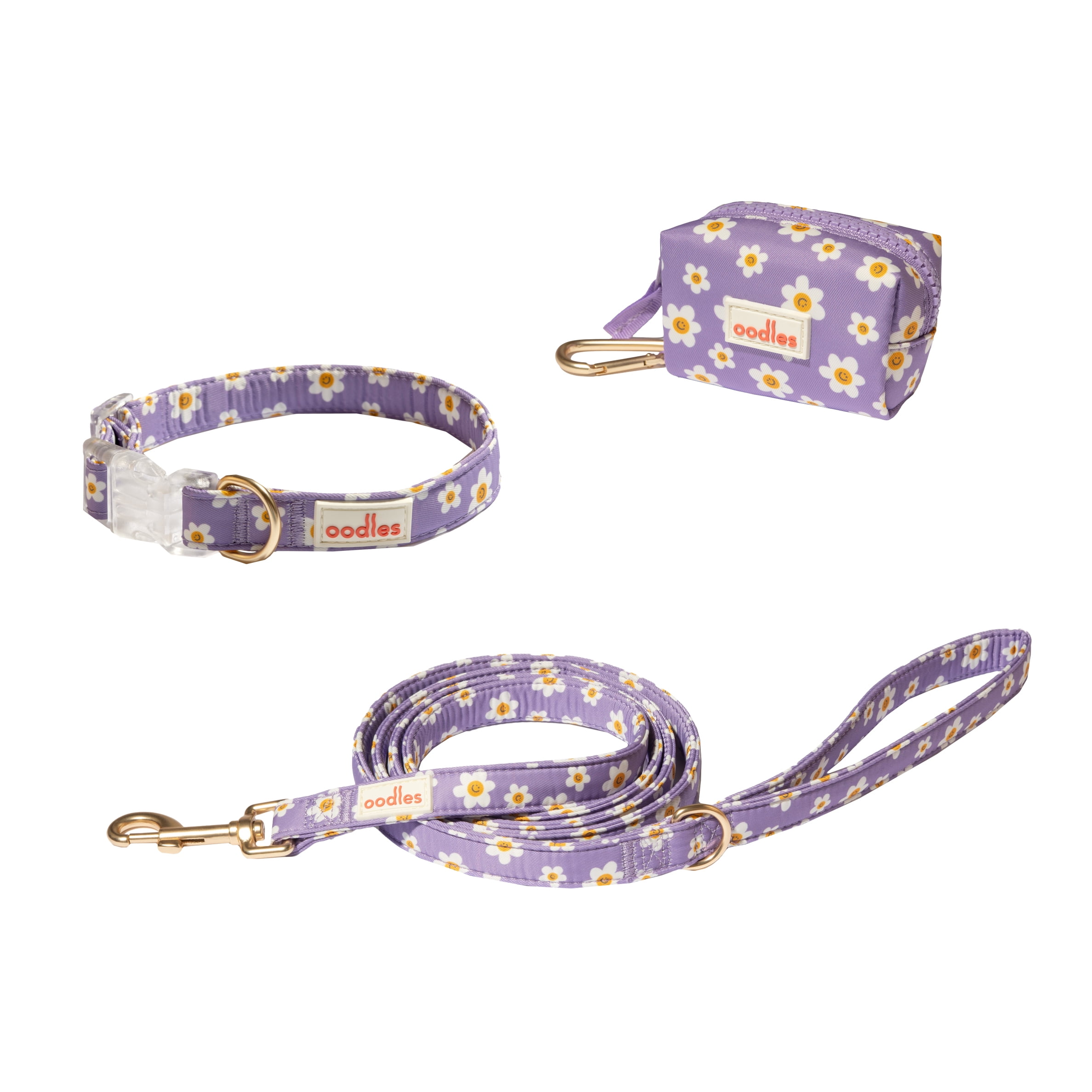 Oodles Floral Smiley Dog Walking 3 Piece Set, Small