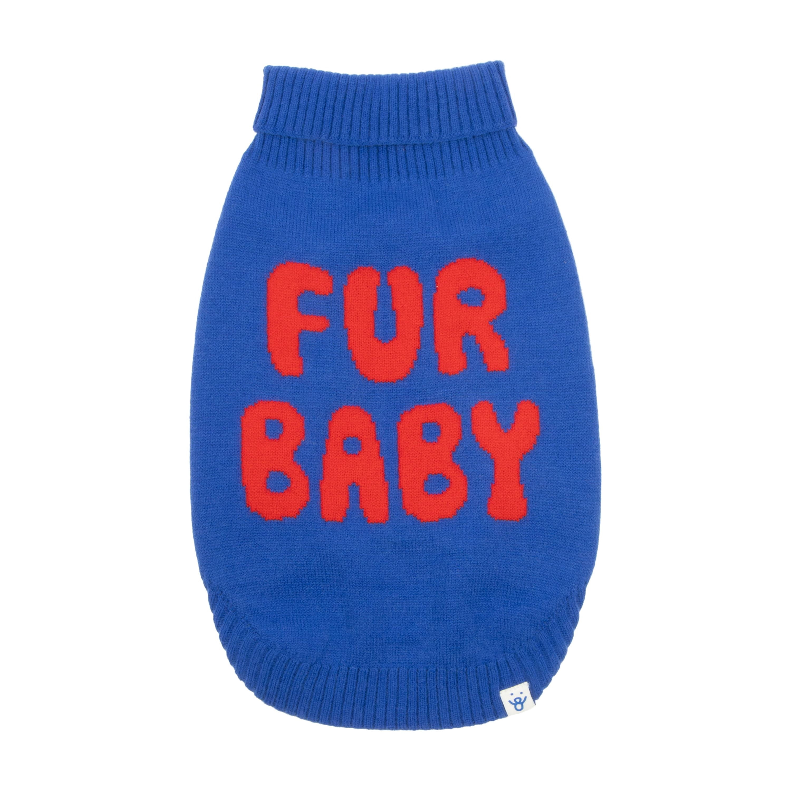 Oodles Fur Baby Fall Turtleneck Dog Sweater, Blue, XL
