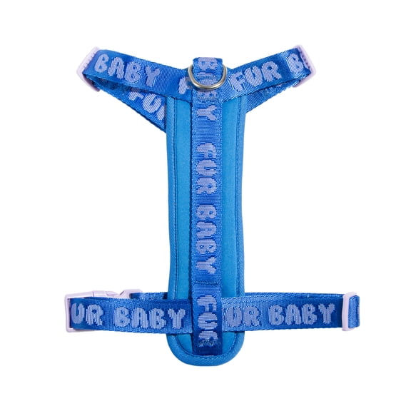 Oodles Polyester Fur Baby Adjustable Step-in Dog Walking Harness, Blue, Large
