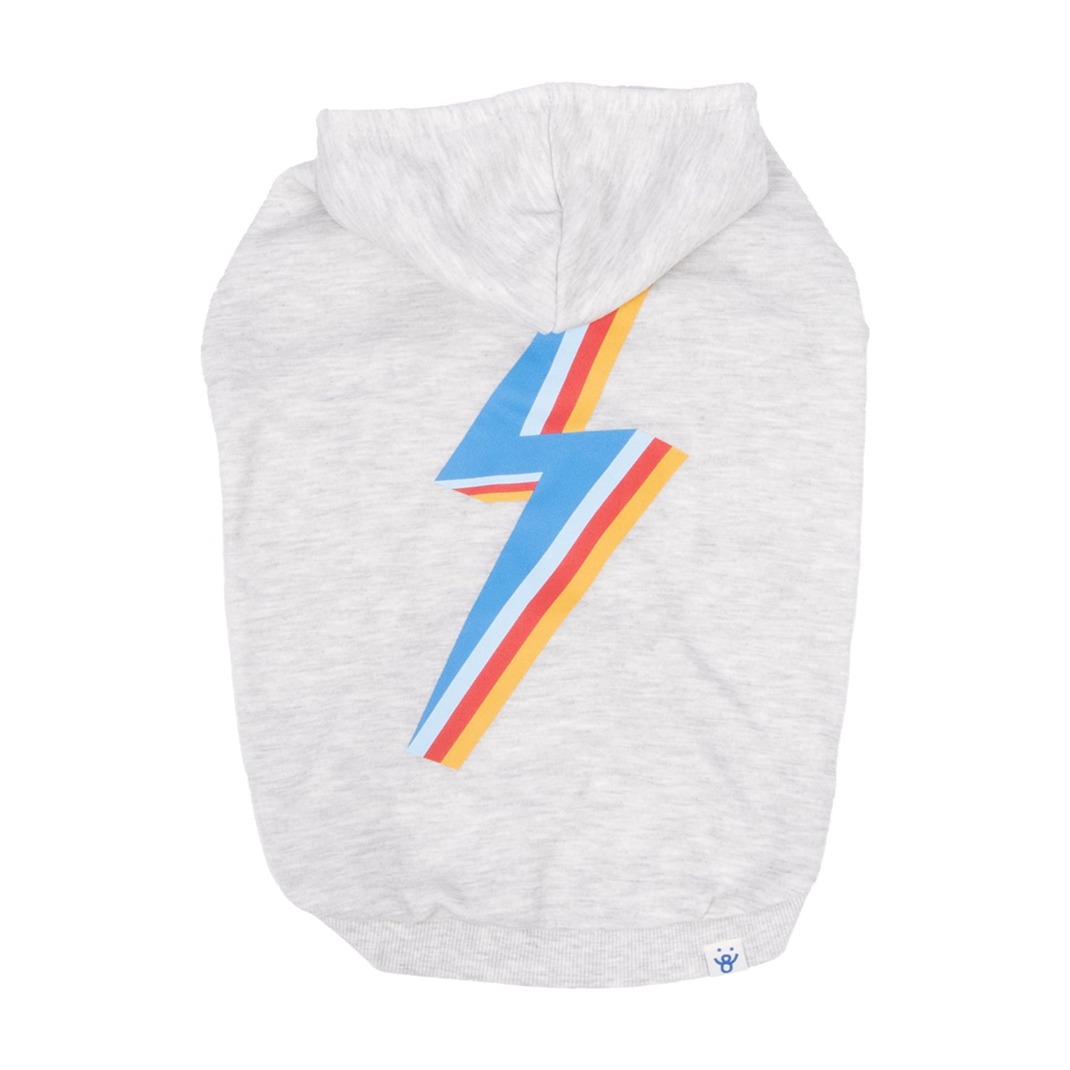 Oodles Lightning Bolt Bubble Hem Fall Dog Hoodie, White, Small