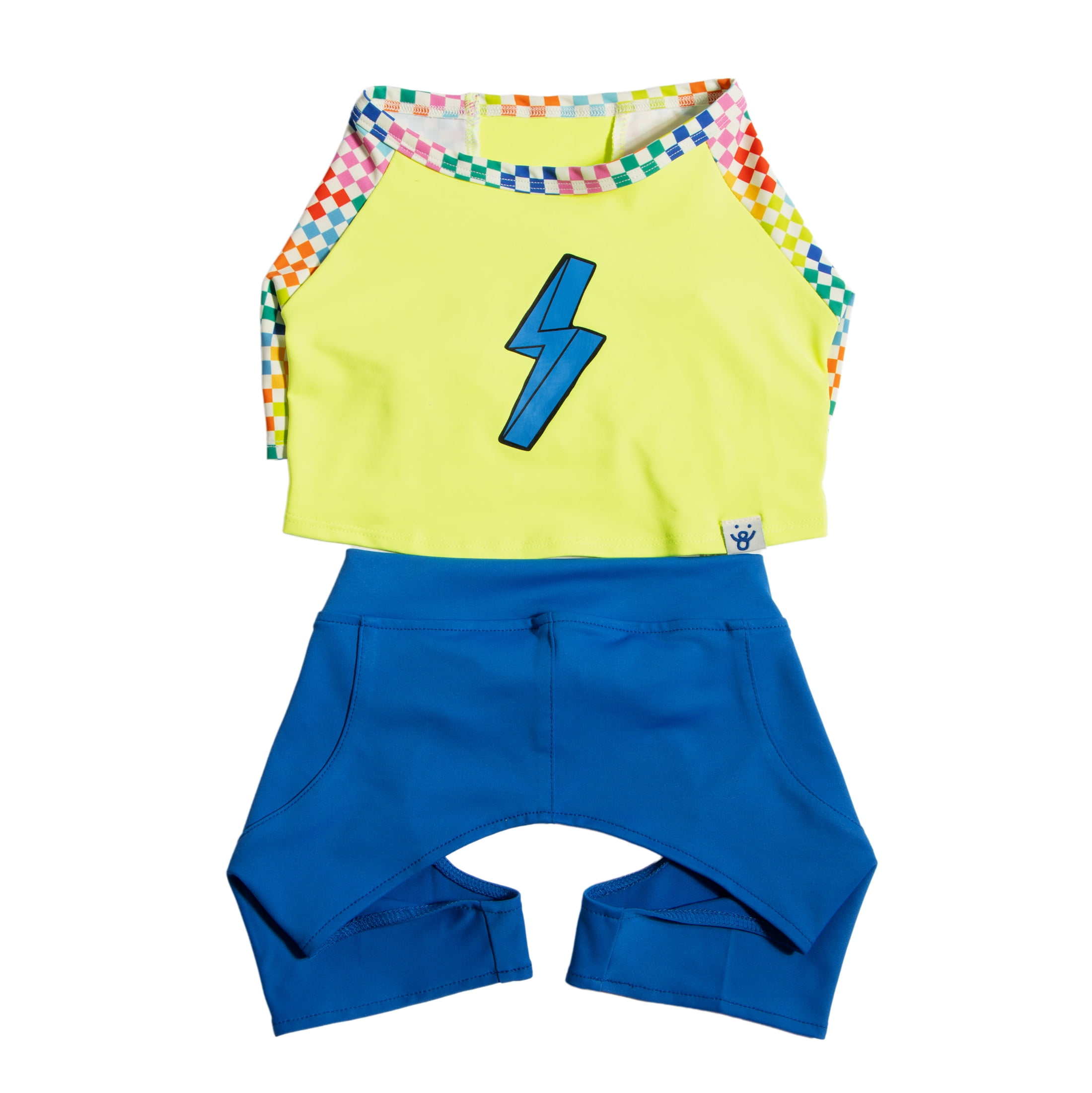 Oodles Green Lightning Bolt Spring 2-Piece Dog Swimsuit, XS