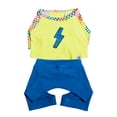 thumbnail image 1 of Oodles Green Lightning Bolt Spring 2-Piece Dog Swimsuit, XS, 1 of 8