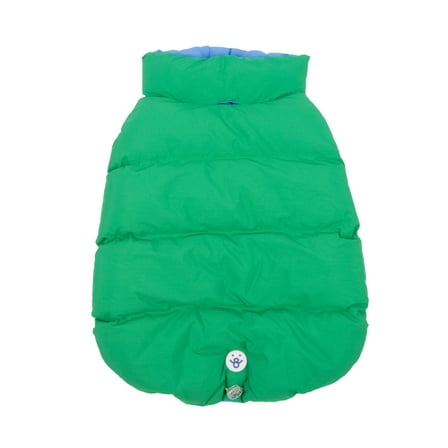Oodles Green Quilted Puffer Bubble Hem Fall Dog Jacket, XS