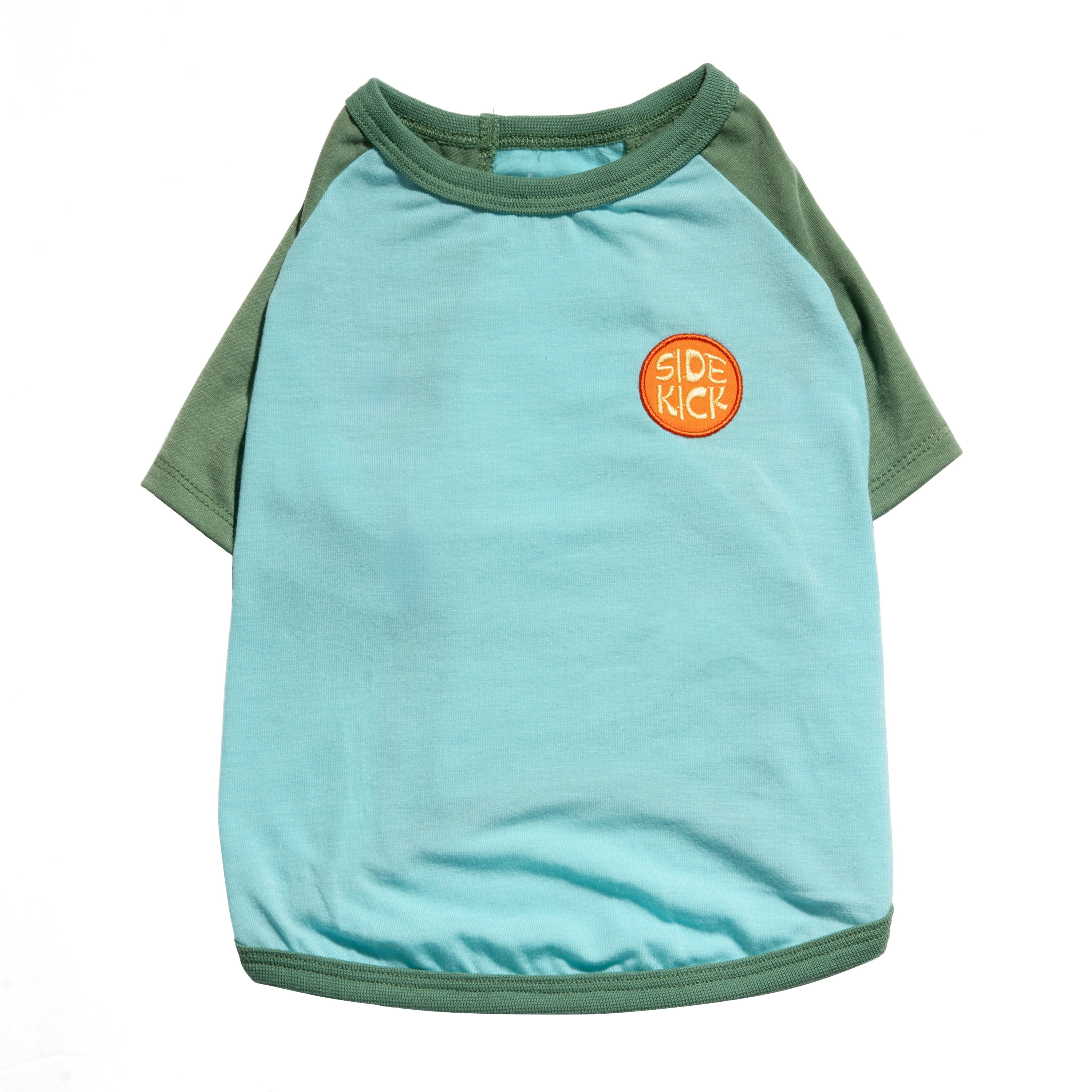 Oodles Green Side Kick Spring Raglan Dog T-Shirt, Medium