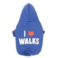 thumbnail image 1 of Oodles I Heart Walks Fall Dog Hoodie, Blue, Small, 1 of 9
