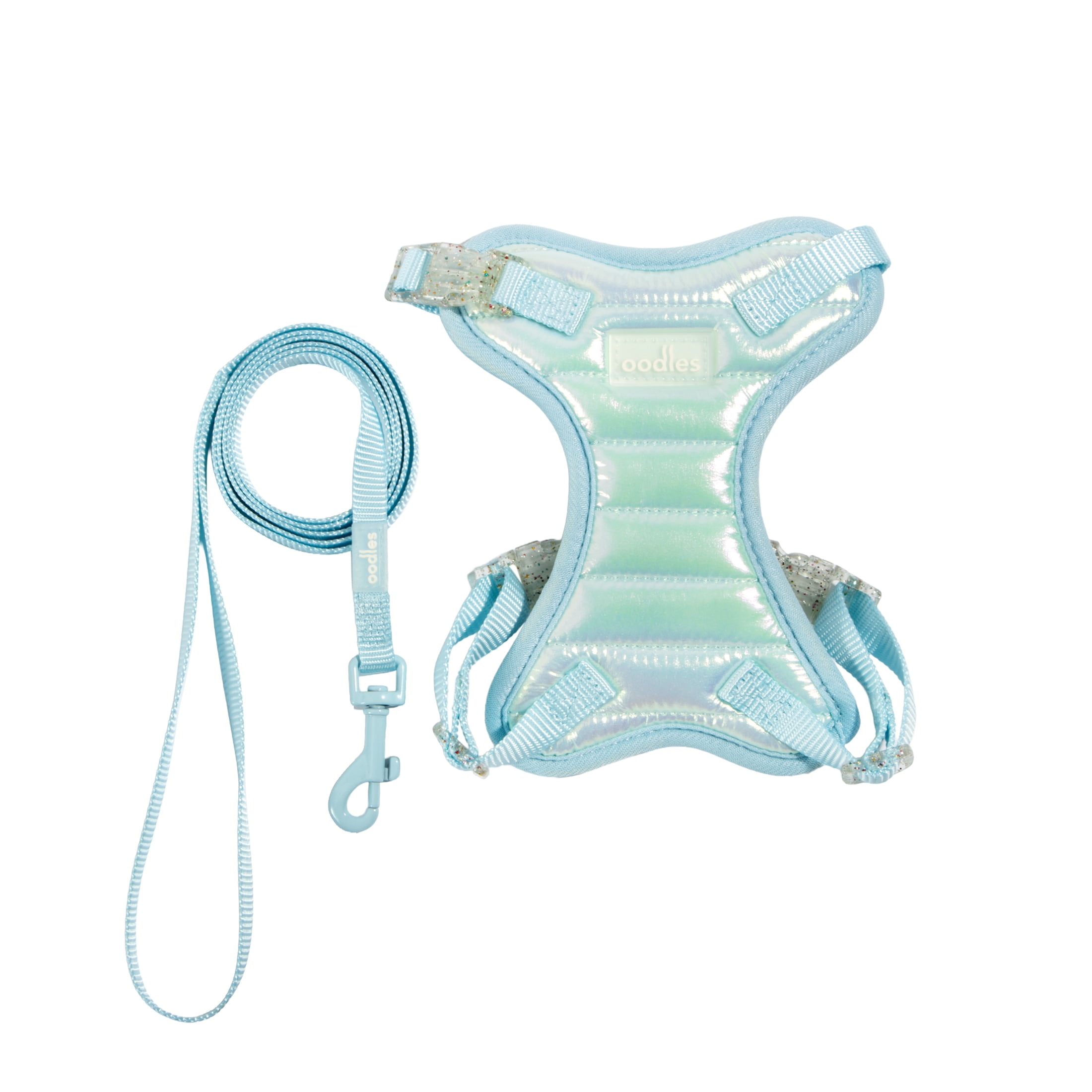 Oodles Iridescent Cat Walking Harness & Leash Set, Teal, One Size