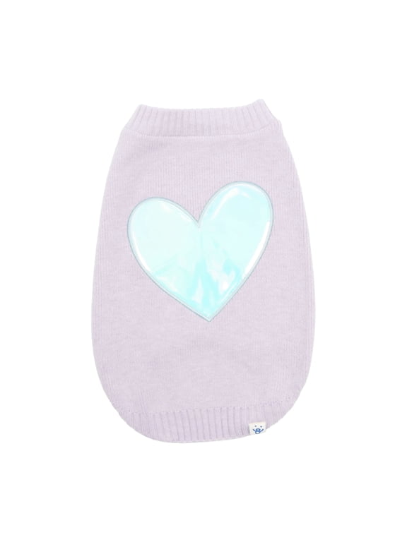 Iridescent Heart Fall Dog Sweater, Purple, Small