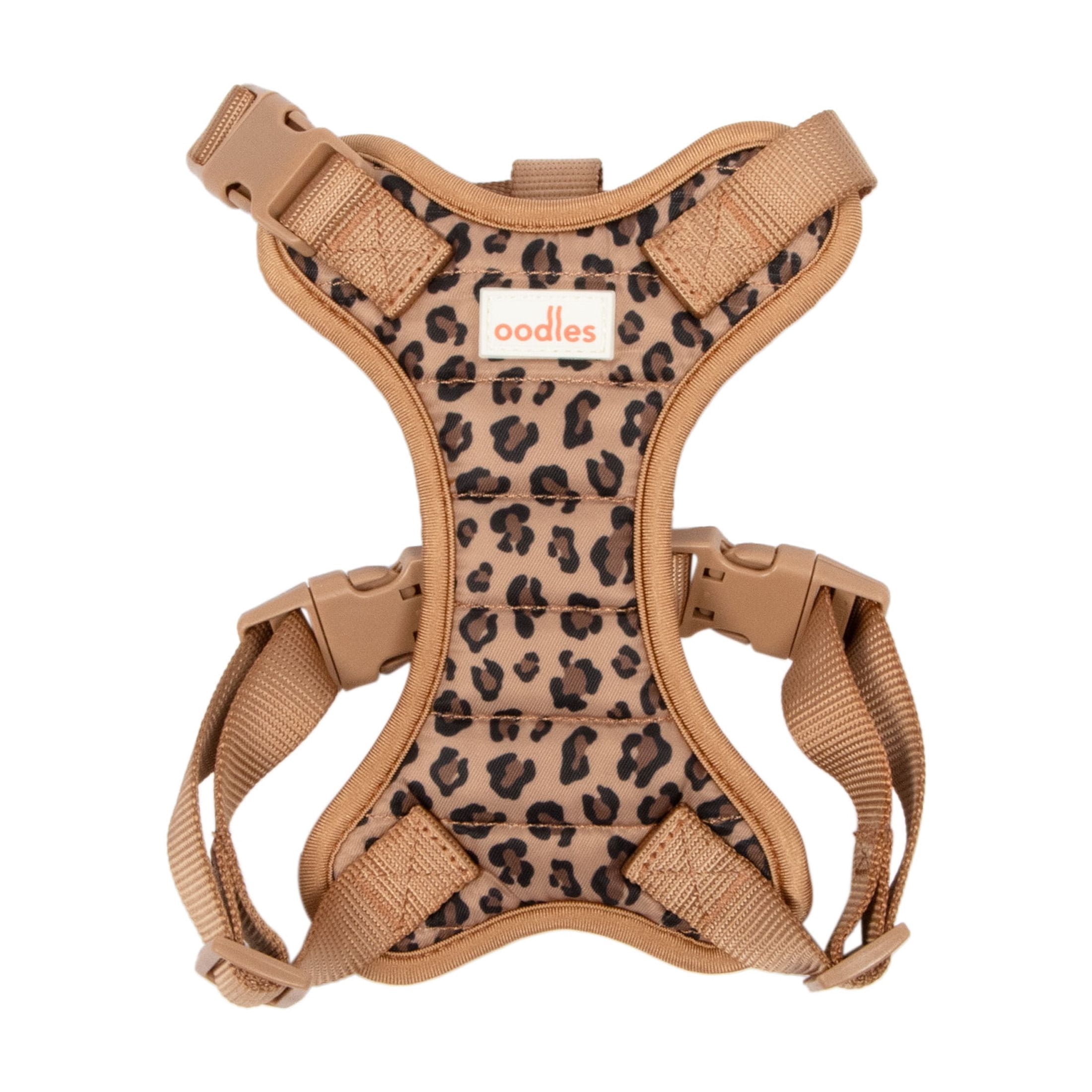 Oodles Multi-Colored Leopard Print Quilted Dog Walking Harness, Medium