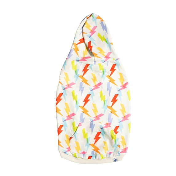 Oodles Multi-Colored Liminal Lightning Bolt Spring Dog Hoodie, Medium
