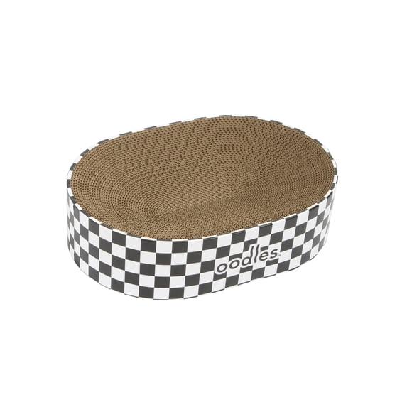 Oodles Multicolored Oval Checkerboard Durable Corrugated Cardboard Cat Scratching Pad, One Size