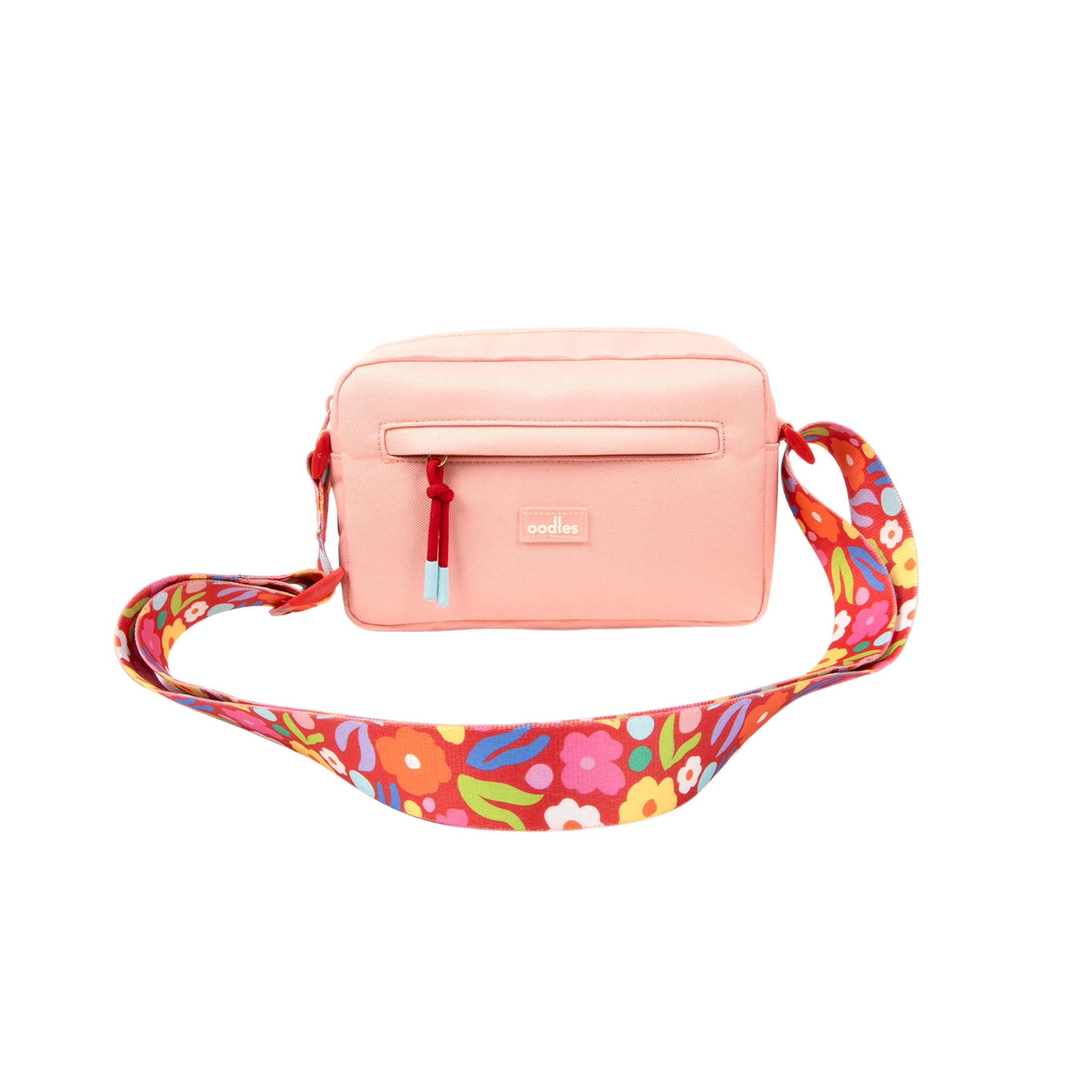 Oodles Pink Floral Print Cross-Body Pet Waste Bag Carrier with Removable Strap, One Size
