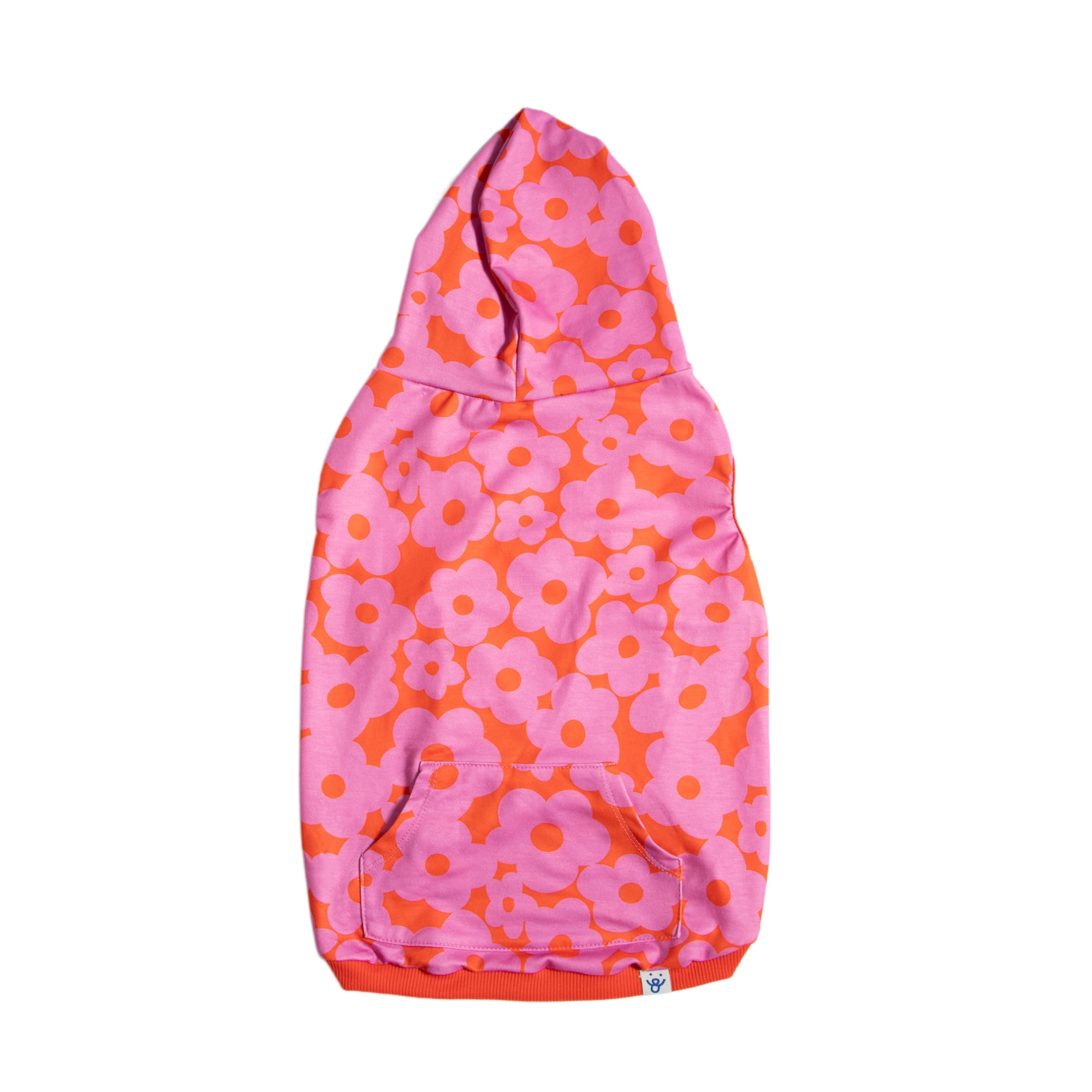Oodles Pink Tropical Blooming Floral Spring Dog Hoodie, Small
