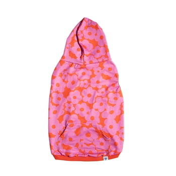 Oodles Pink Tropical Blooming Floral Spring Dog Hoodie, Small