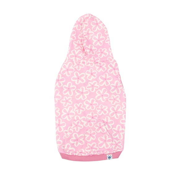Oodles Pink Tropical Blooms Floral Spring Dog Hoodie, Small