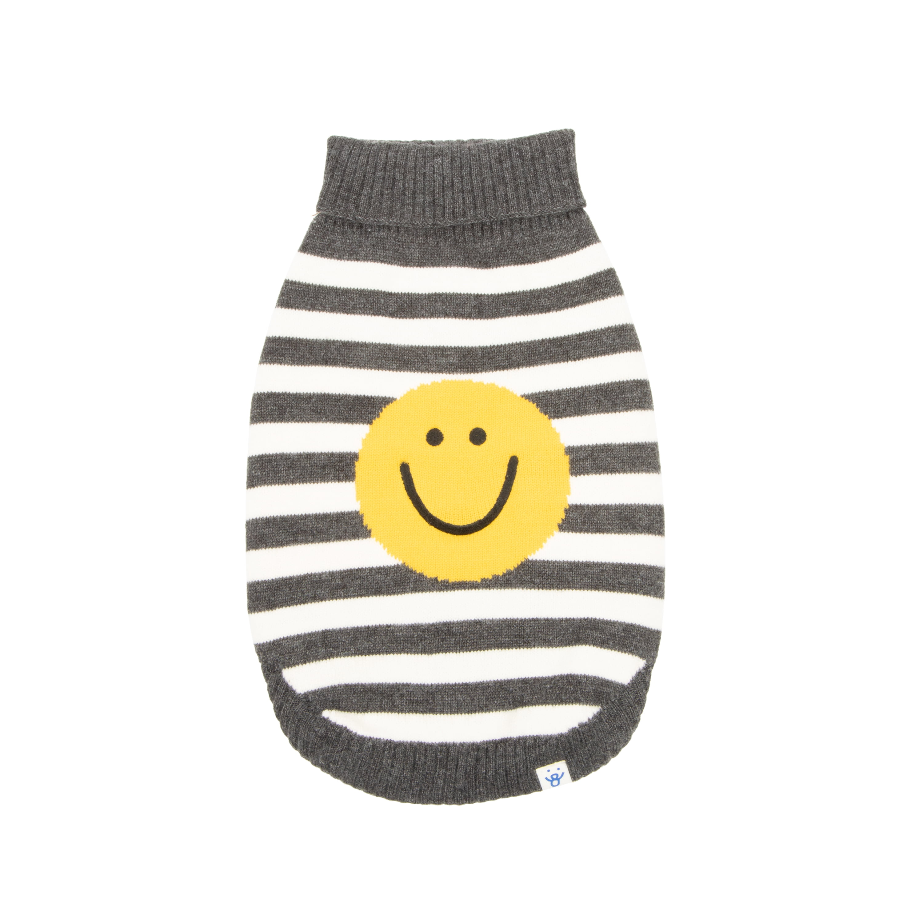 Oodles Smiley Face Striped Turtleneck Fall Dog Sweater, Multicolored, XL