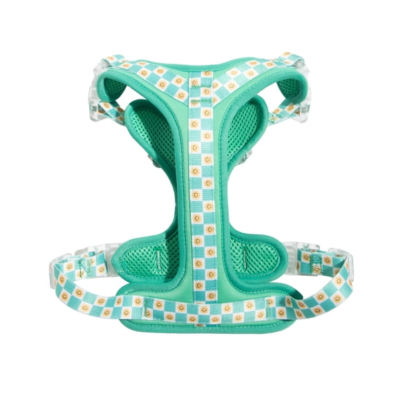 Oodles Smiley Squad Adjustable Mesh Dog Walking Harness, Green, Medium