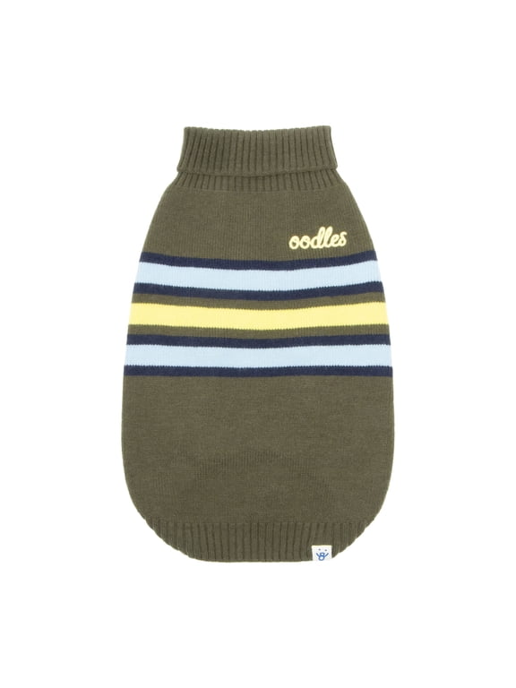 Striped Fall Turtle Neck Dog Sweater, Green Small