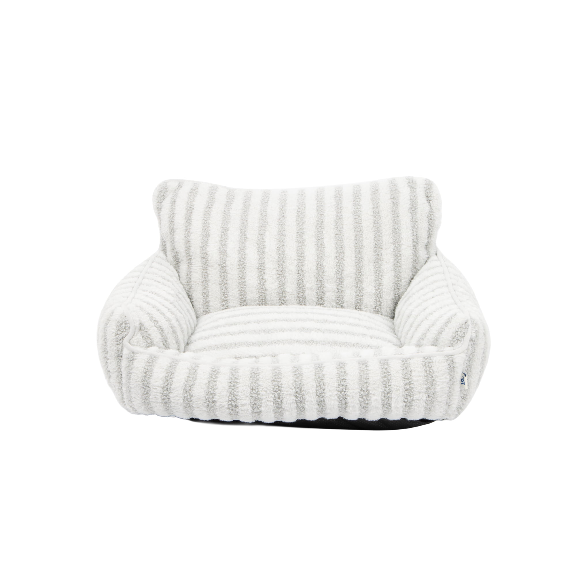 Oodles Striped Sherpa Sofa Lounger Pet Bed, Gray, One Size, 27" x 21" x 15"