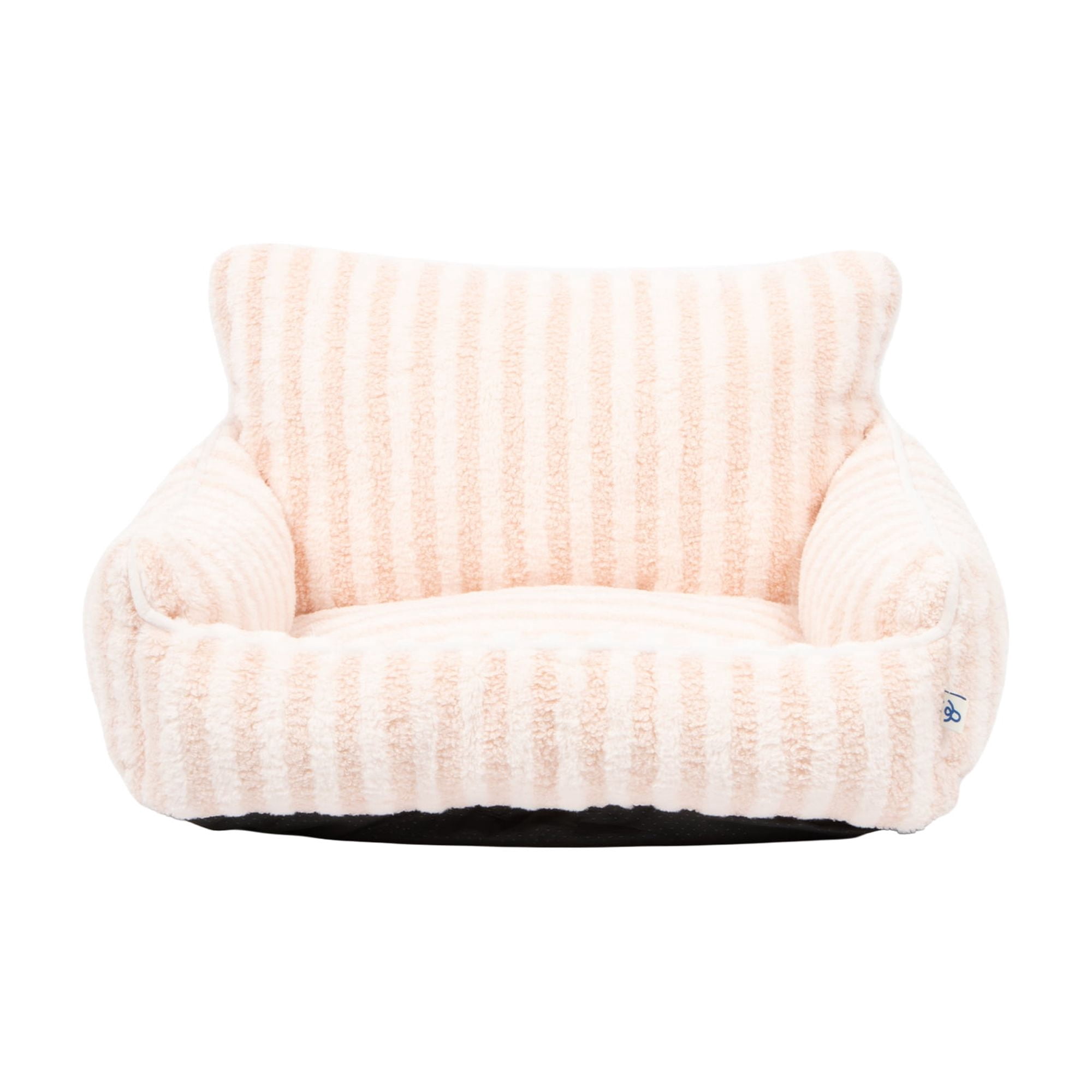 Oodles Striped Sherpa Sofa Lounger Pet Bed, Pink, One Size, 27" x 21" x 15"