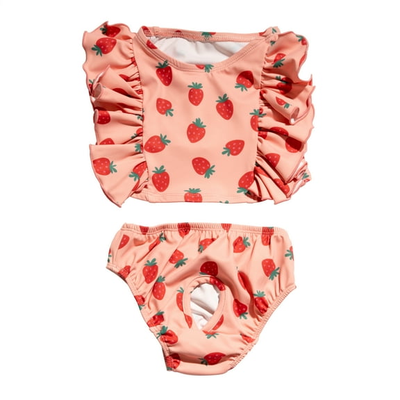 Oodles Summer Strawberries Dog Bikini, Pink, XS