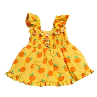 Oodles Sweet Citrus Ruffle Dog Dress, Yellow, Large
