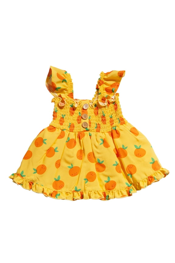 Sweet Citrus Ruffle Dog Dress, Yellow, Small