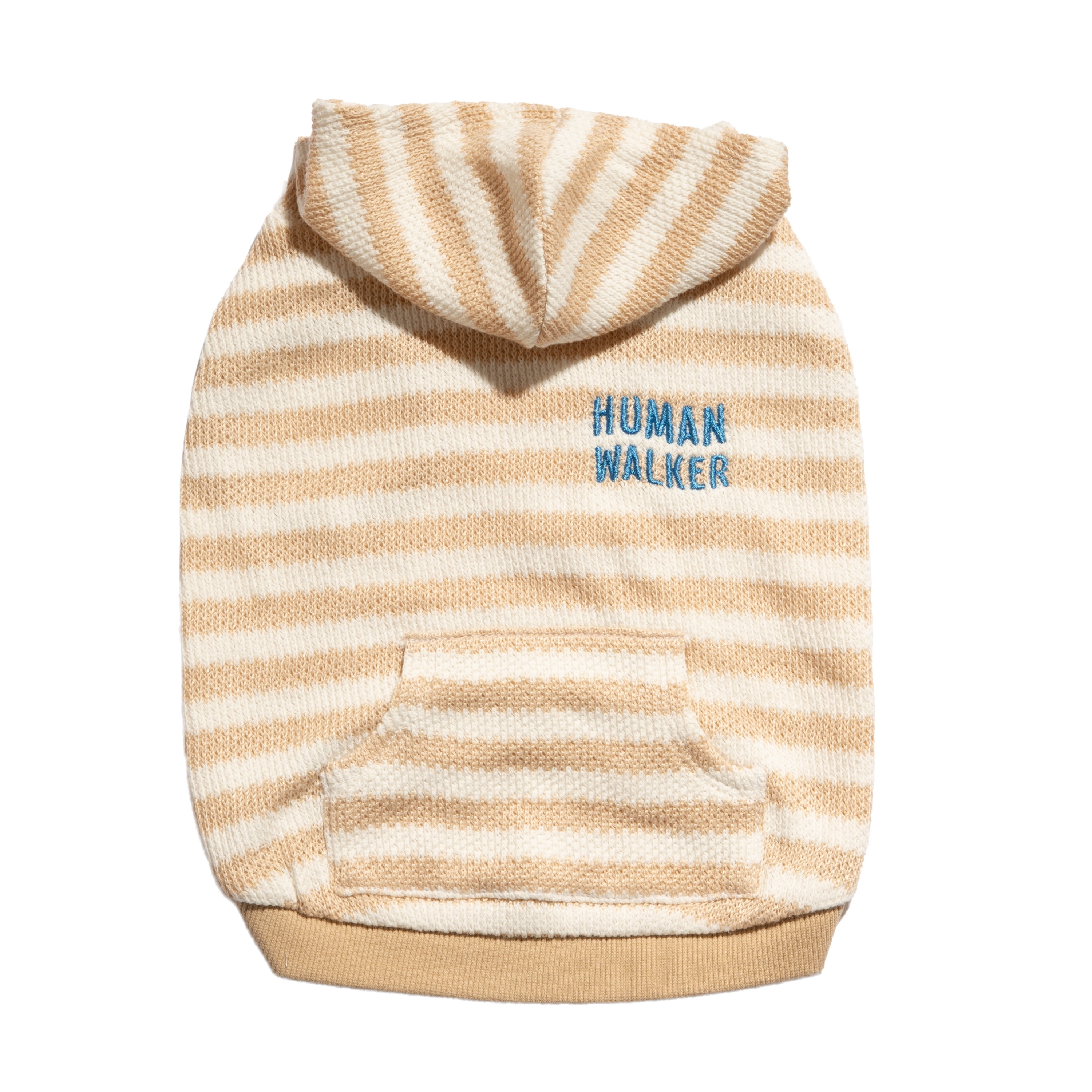 Oodles Tan Human Walker Striped Spring Bubble Hem Dog Hoodie, Large
