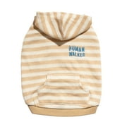 Oodles Tan Human Walker Striped Spring Bubble Hem Dog Hoodie, Small