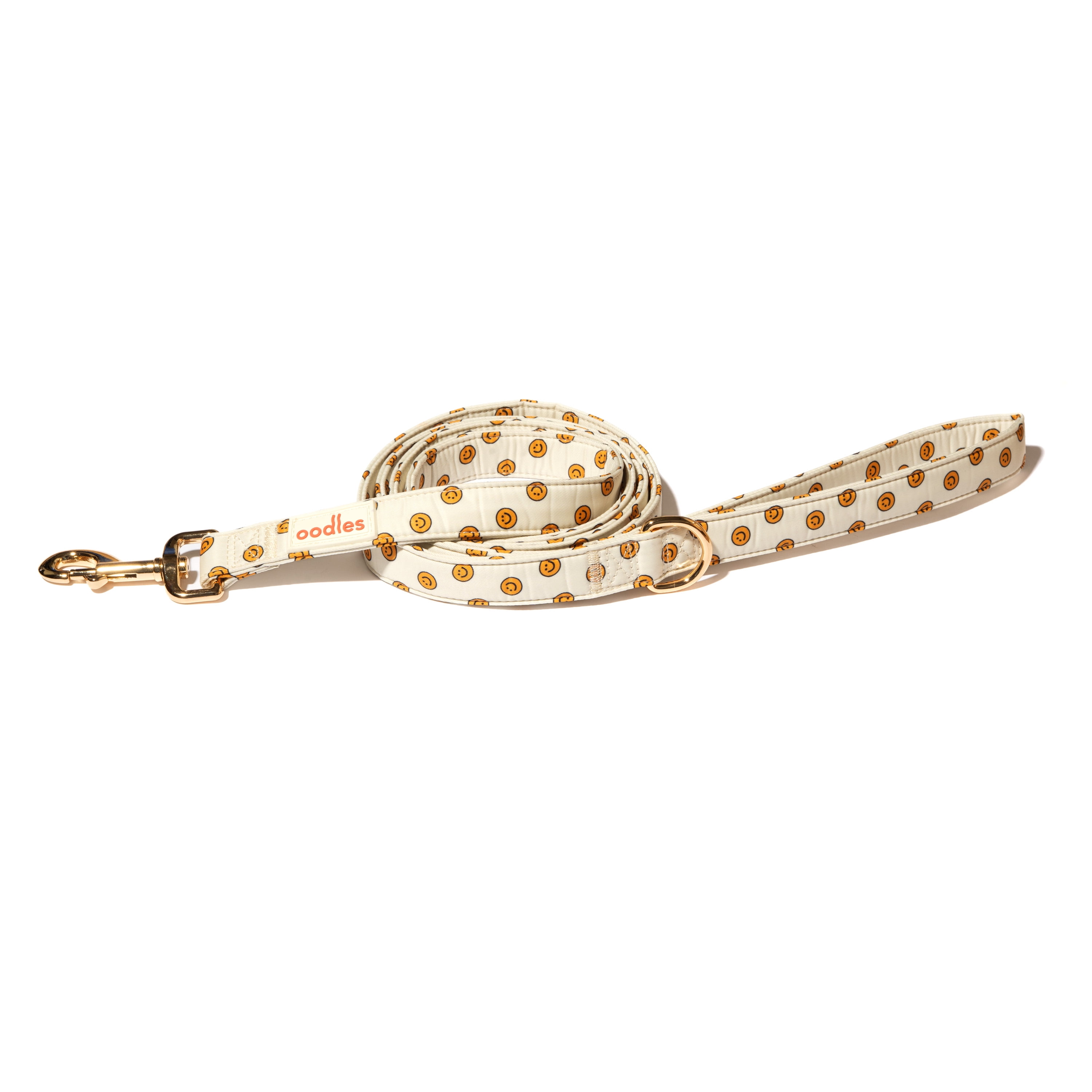 Oodles Tan Smiley Faces Standard Dog Leash, 6ft
