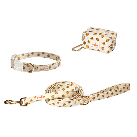 Oodles White Smiley Face Dog Walking 3 Piece Set, Small