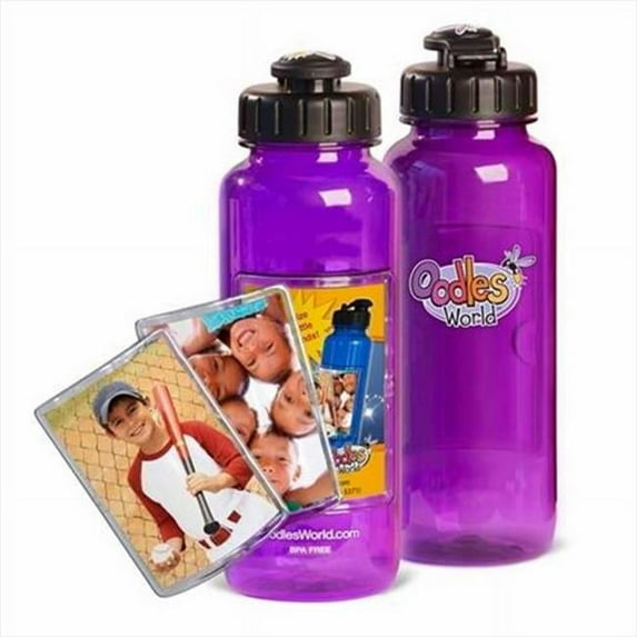 Oodles World 133593 Water Bottle 22 Oz With Fotoframe Purple