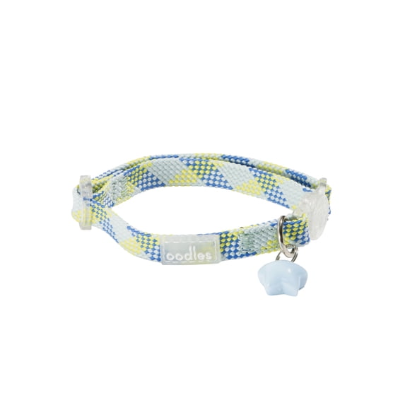 Oodles Woven Checkered Breakaway Cat Collar, Blue, One Size