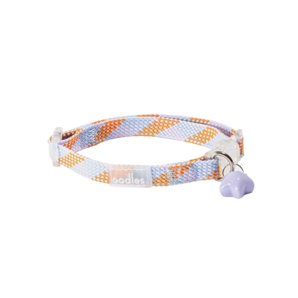 Oodles Woven Checkered Breakaway Cat Collar, Orange, One Size