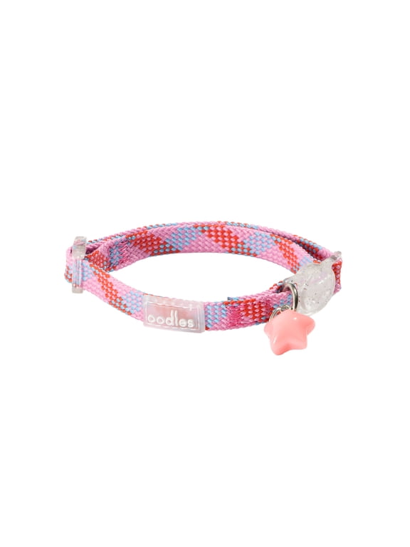 Woven Checkered Breakaway Cat Collar, Pink, One Size