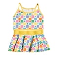 thumbnail image 1 of Oodles Yellow Checkered Floral Spring 2-Piece Dog Bikini, Medium, 1 of 8